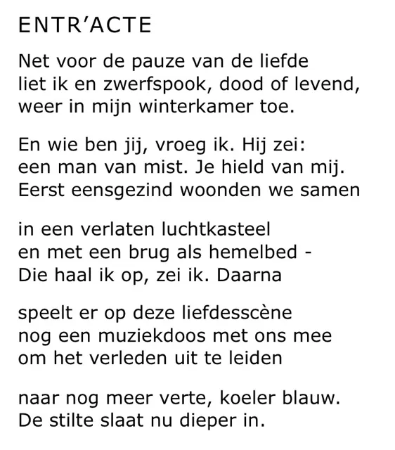 Entracte dichteres is ook maar een poes