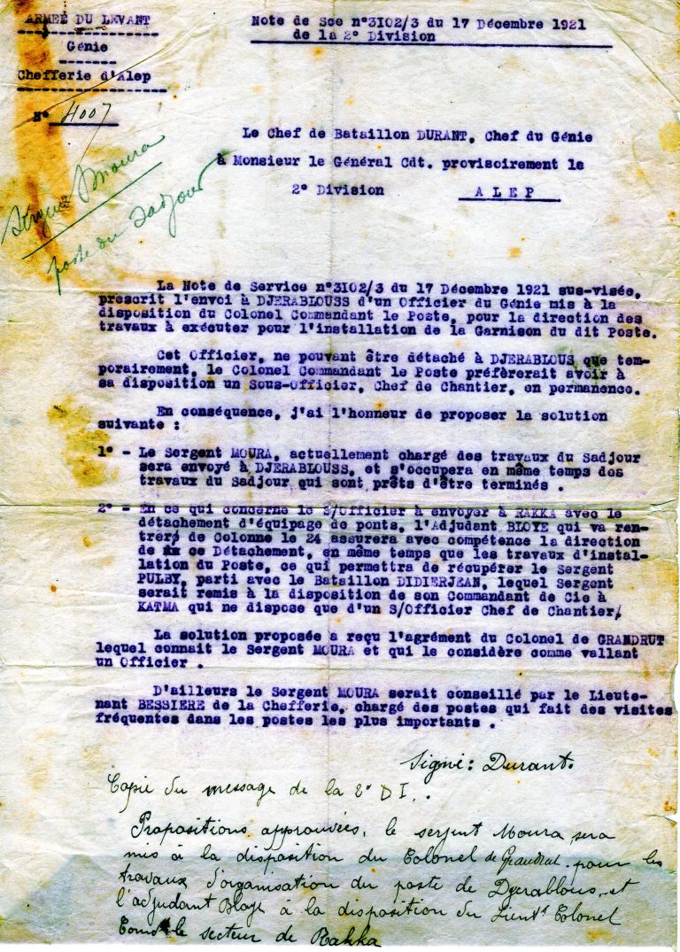 1921 Alep Note de service