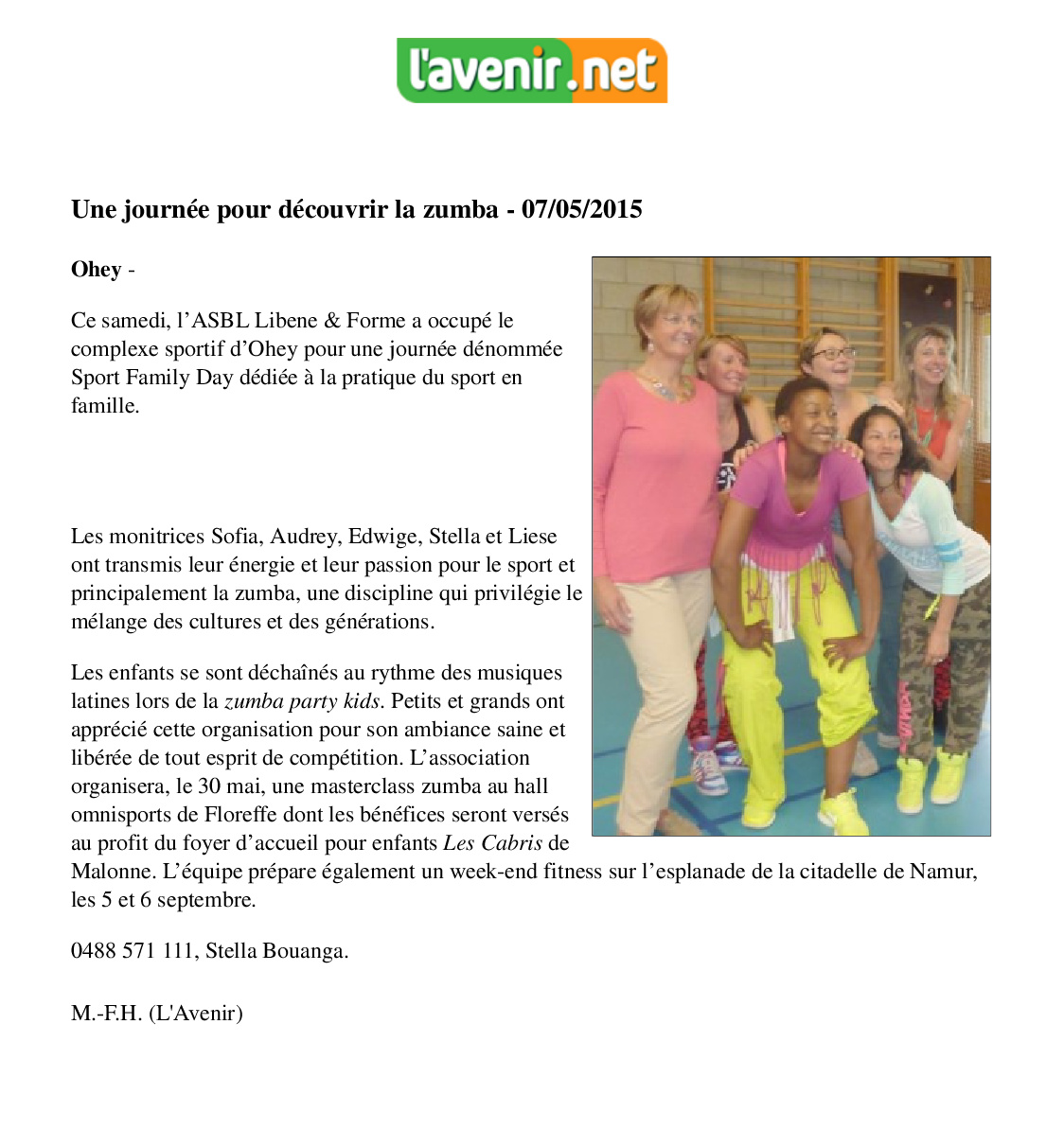 20150507 Article de presse Sport Family Day 25 avril 2015