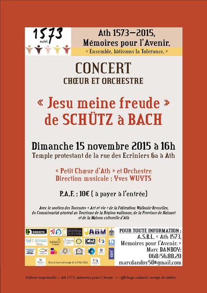 Jesu, meine Freude de Schütz à Bach - Ath - 15/11/2015