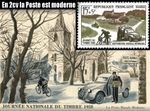 Carte postale 2CV pour La poste en 1958 © www.2cvazl.sitew.fr
