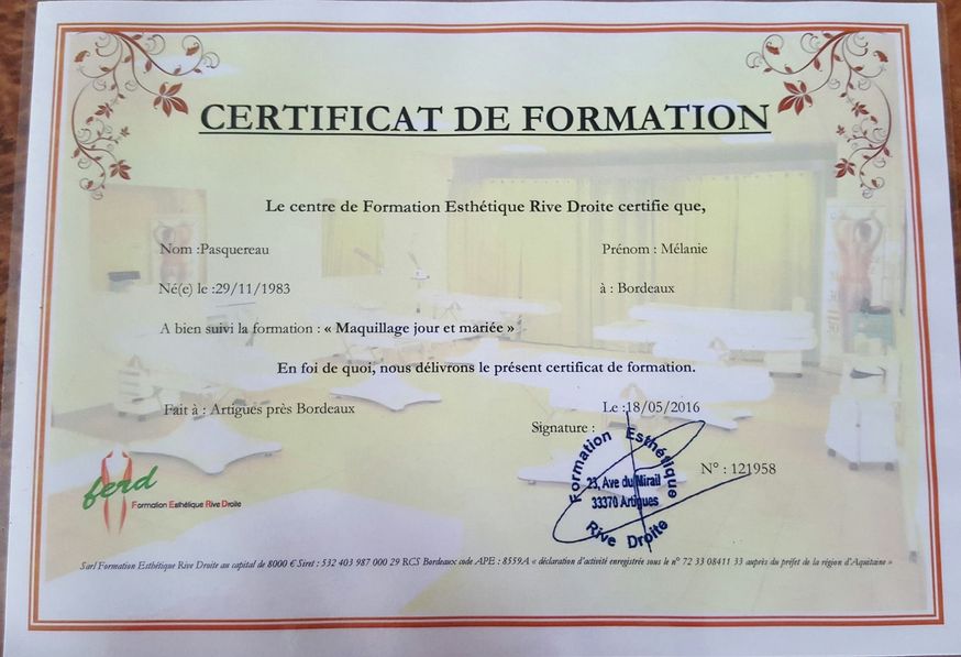 Certificat formation maquillage