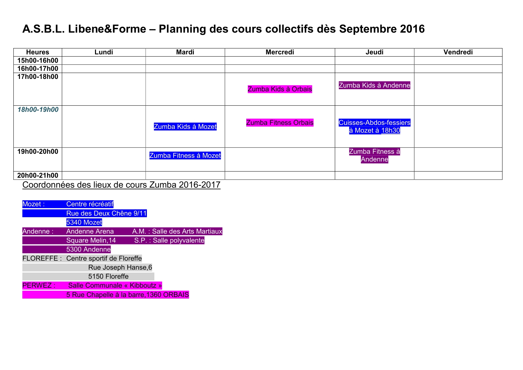20160922 Planning cours Septembre 2016