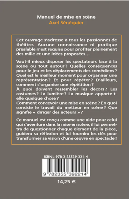 Manuel de mise en scene 4eme de couverture