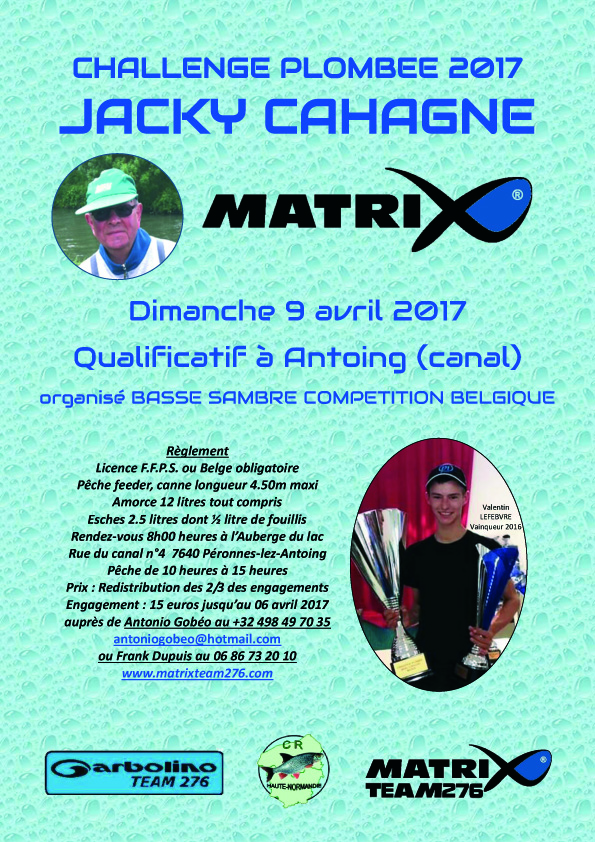 Affiche qualificatif challenge Jacky Cahagne Matrix Basse Sambre Competition Antoing 9 avril 2017 copie
