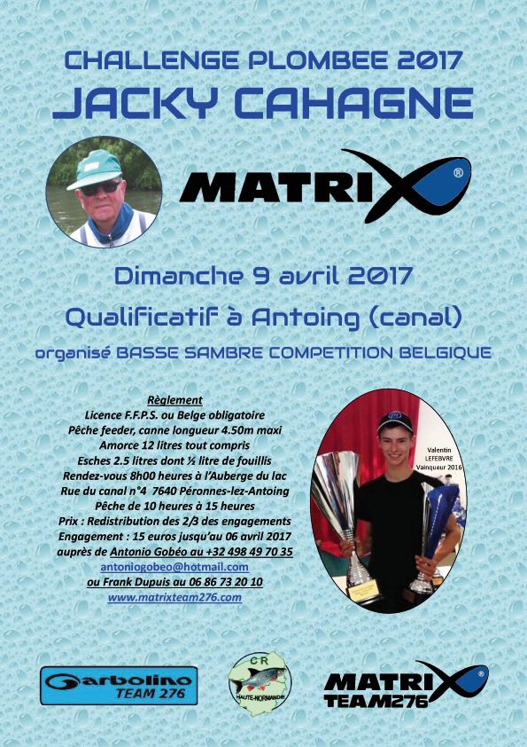 Affiche qualificatif challenge Jacky Cahagne Matrix Basse Sambre Competition Antoing 9 avril 2017 copie