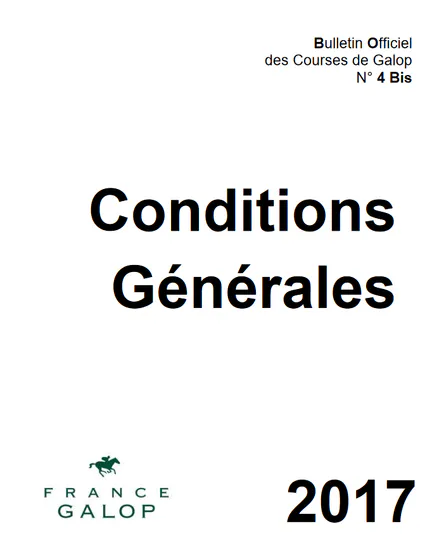 CONDITIONS GÉNÉRALES 2017 CODE DES COURSES