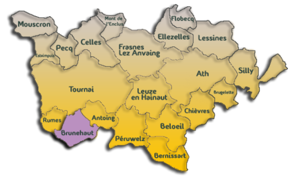 La carte des villages de Brunehaut