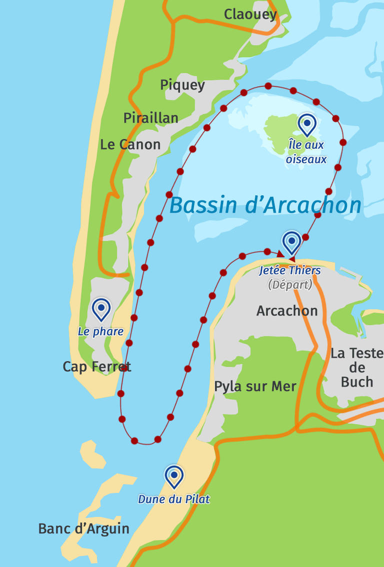 Map grand tour bassin arcachon