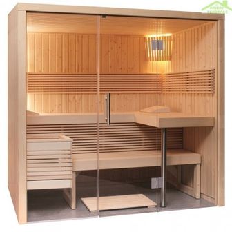 Cabine de sauna panorama large de sentiotec 214x210 cm