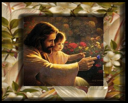 Jesus fleurs et enfant