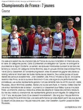 CARTO32 aux championnats de France longue distance et de relais dans le Vercors en juin 2018