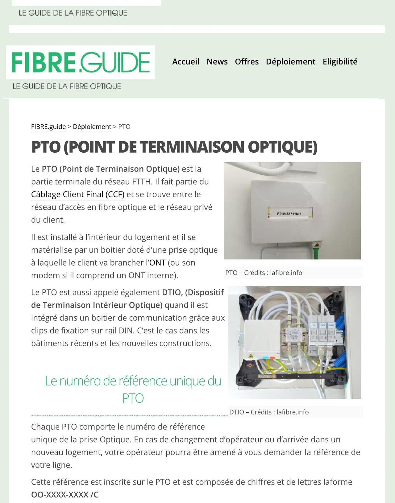 PTO Point de Terminaison Optique FIBRE Page 1