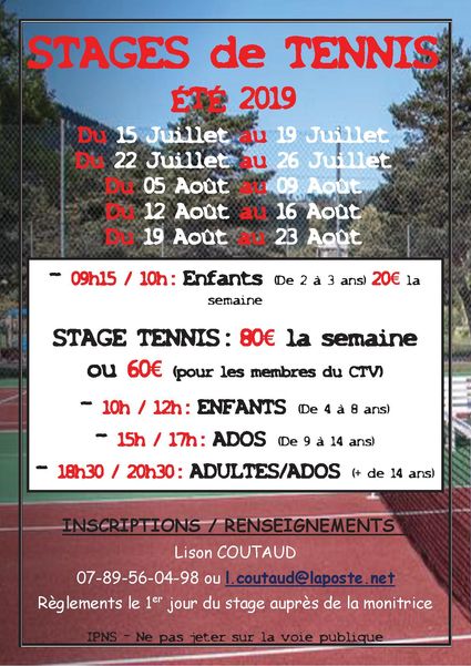 Affiche stage tennis ete 2019 A4