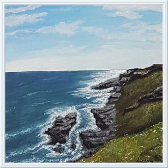 Peinture à l'huile, terre, mer, rochers, peinture de paysage, paysage, art, artistes, Morbihan