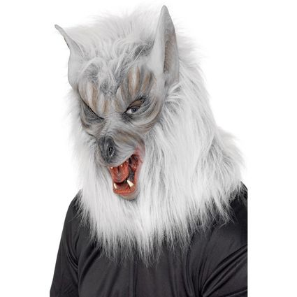Masque integral loup garou gris avec fourrure