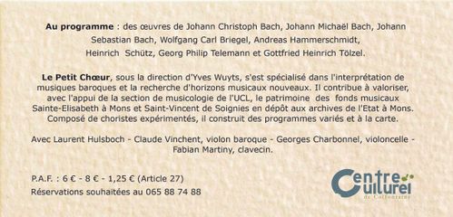 Jesu, meine Freude, - Jésus ma joie - De Schütz à Bach - Petit-Wasmes - 20/10/2019