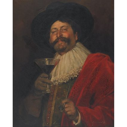 Alex de andreis laughing cavalier raising a toast