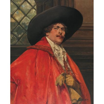 Alex de andreis cavalier in a red cape