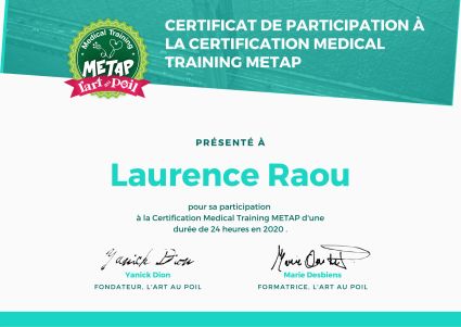 Certificat de participation a la certification medical training metap 18