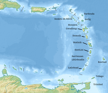 Kreyol map of Lesser Antilles