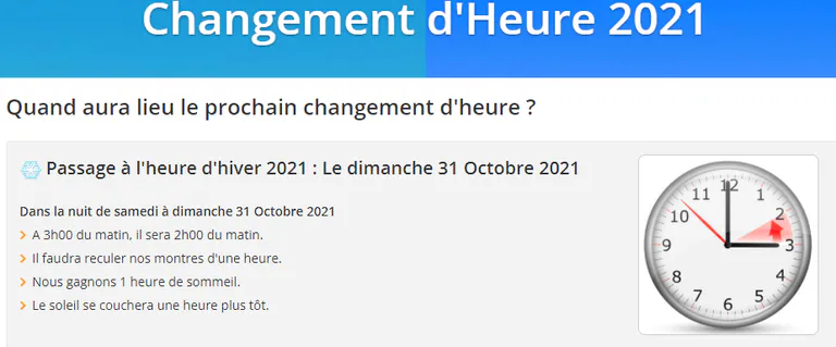 Passage à l'heure d'hiver