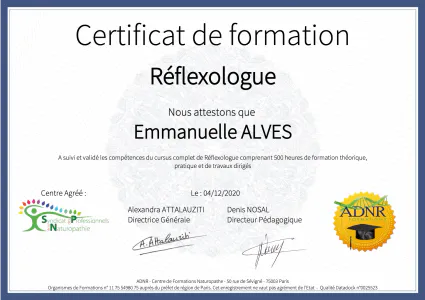 Certificat re flexologie