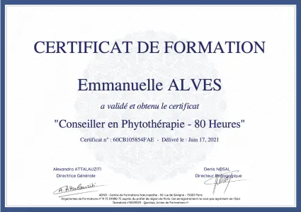 Certificat phytothe rapie
