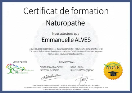 Certificat naturopathe