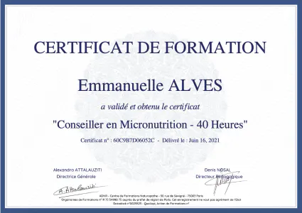 Certificat micronutrition