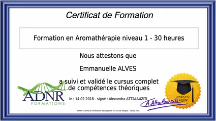 Certificat aromathe rapie niv1