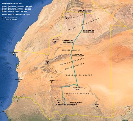 Evann Ribas, Fat Bike, Sahara, 2cv 4x4, sable, VTT, Vélo, Expédition, Raid, autonome, Hors-piste, Mauritanie, Tenoumer, Tmeimicaht, Tichit, Crocodiles, assistance électrique, traversée solitaire, recharge batterie, erg, reg, El Mrayer, Ouarane, Ijafen, Ghallaouiya, Maqteir, Taskass, voyaghe, trans-Sahara, traversée du Sahara, record, désert, guelta, puits, eau, dunes, aklé, Gorille cycles, GPS, guide, livre points GPS, navigation, orientation