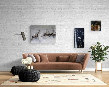 Modern chic living room interior with long sofa 3 1 