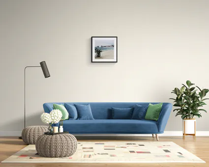 Vela reggio modern chic living room interior with long sofa 1