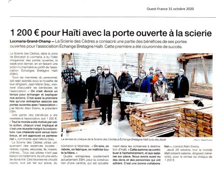 Article ouest france 31 10 2020
