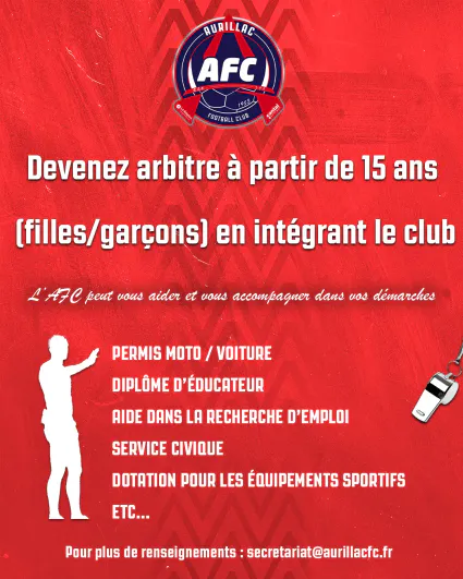 Devenez arbitre à partir de 15 ans (filles/garçons) en intégrant le club