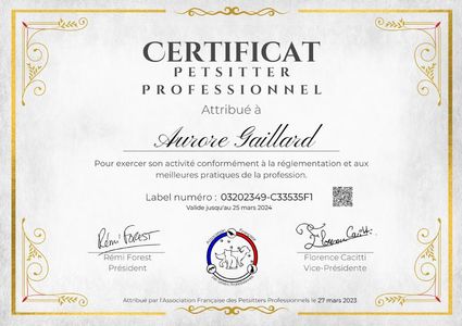 Certificat France Petsitters
