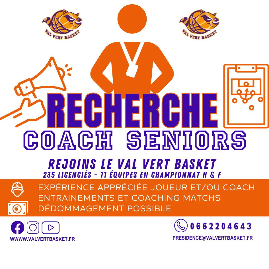 Recherche Coach/Entraineur équipes seniors M
