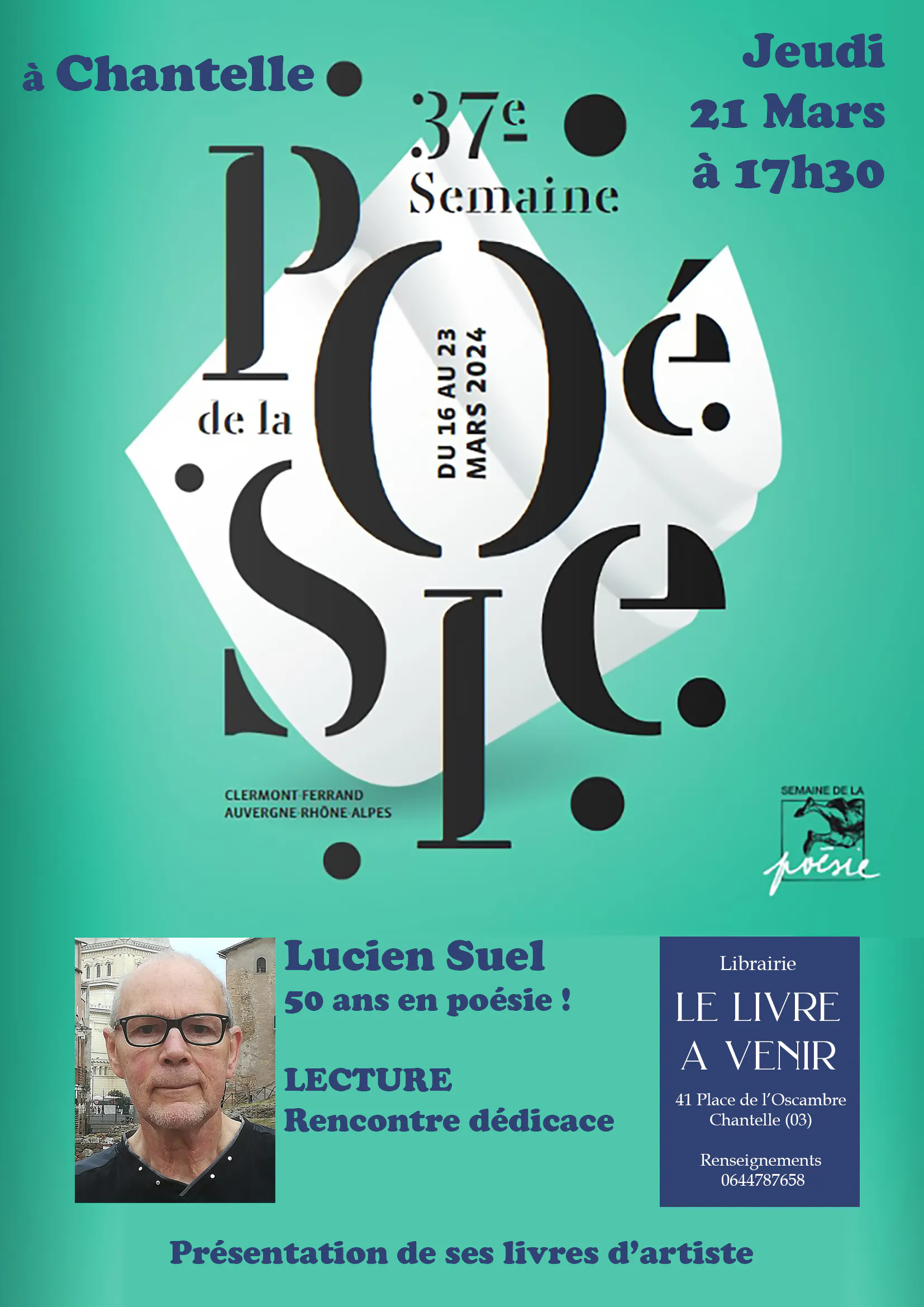 Semaine de la poésie 2024, Lecture-rencontre avec Lucien Suel- Jeudi 21 mars 2024