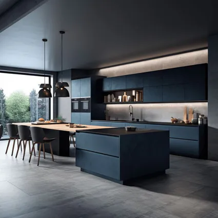 2 cuisine bleu nuit moderne bleu canard 1