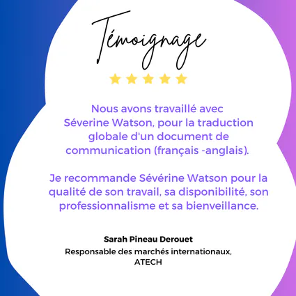 Temoignage sarah pineau derouet