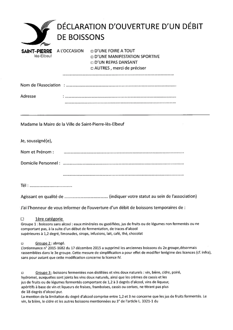 Autorisation de buvette vierge conv 1