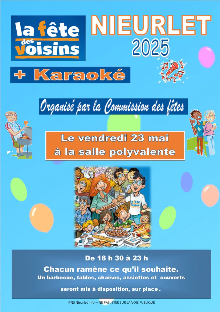 Flyer fete des voisins 2025 et karaoke
