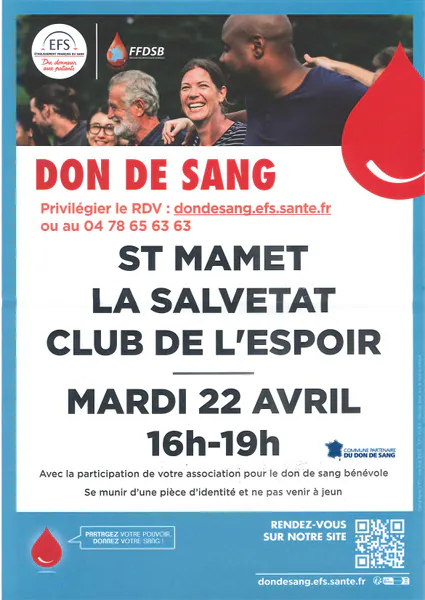 DON DE SANG ST MAMET LA SALVETAT