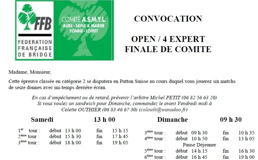 FINAL DE COMITE  OPEN /4 EXPERT  12-13 Avril 2025