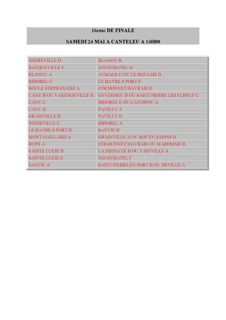 16eme de finale conv 1
