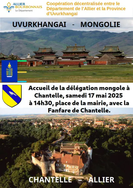 Accueil d'une délégation mongole à Chantelle, samedi 17 mai 2025 à 14h30