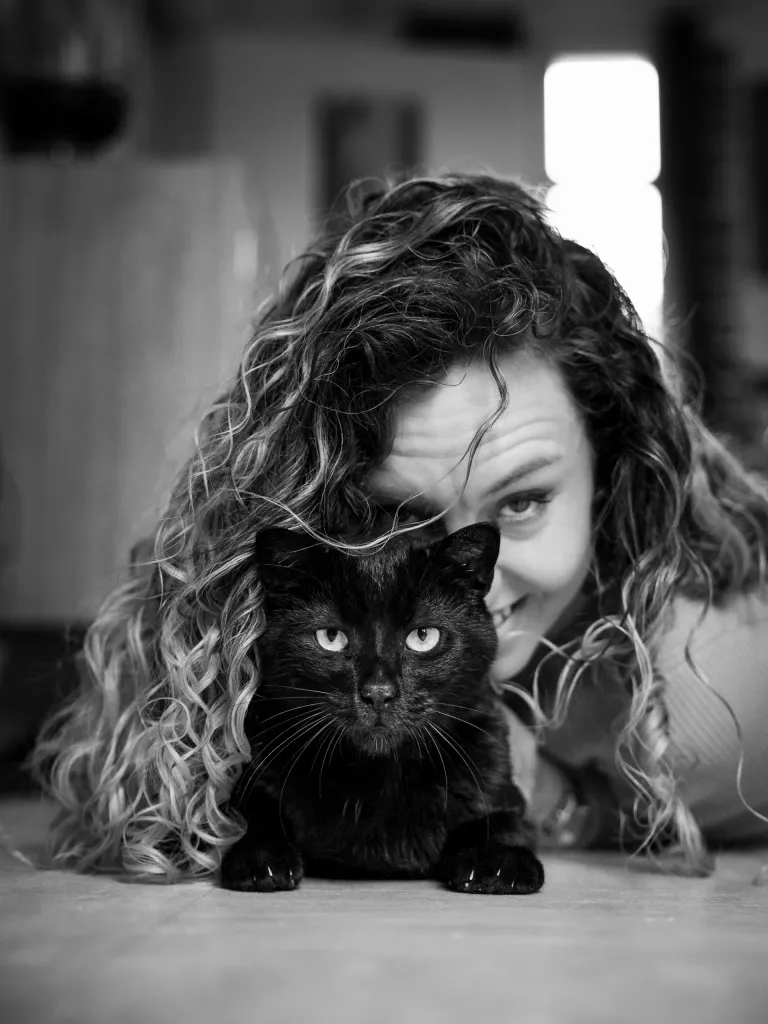 Photo portrait chat humain famille noir et blanc