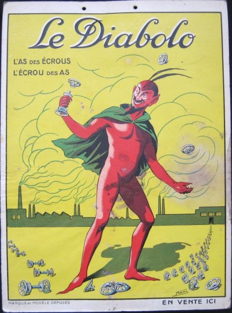 1930 litho french advertising sign wdevil le diabolo