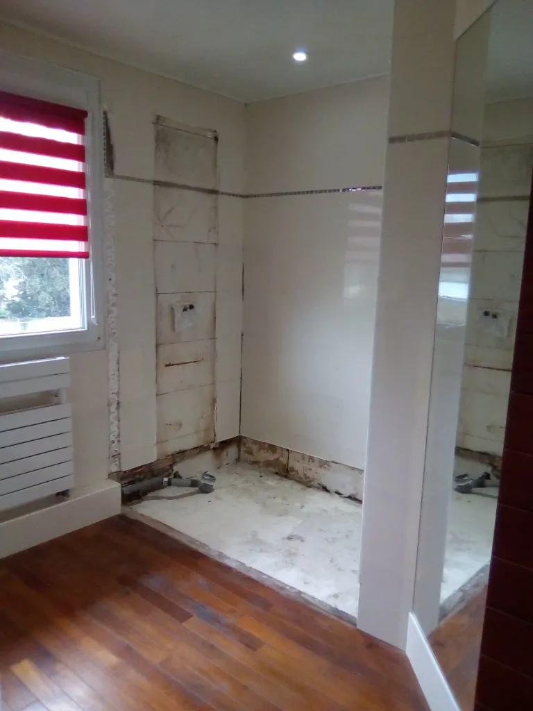 5 apres depose du bac a douche de la cloison en paves de verre a vertou